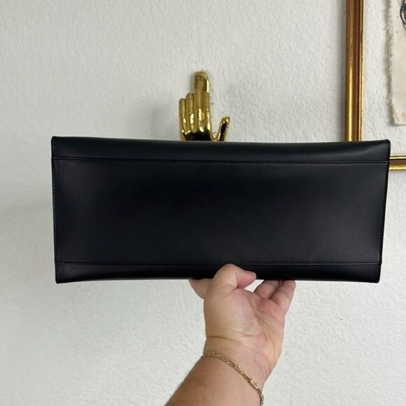 Mansur Gavriel Black RED Flamma Interior Lining Vegetable Tanned Leather Sun Bag - Picture 6 of 12